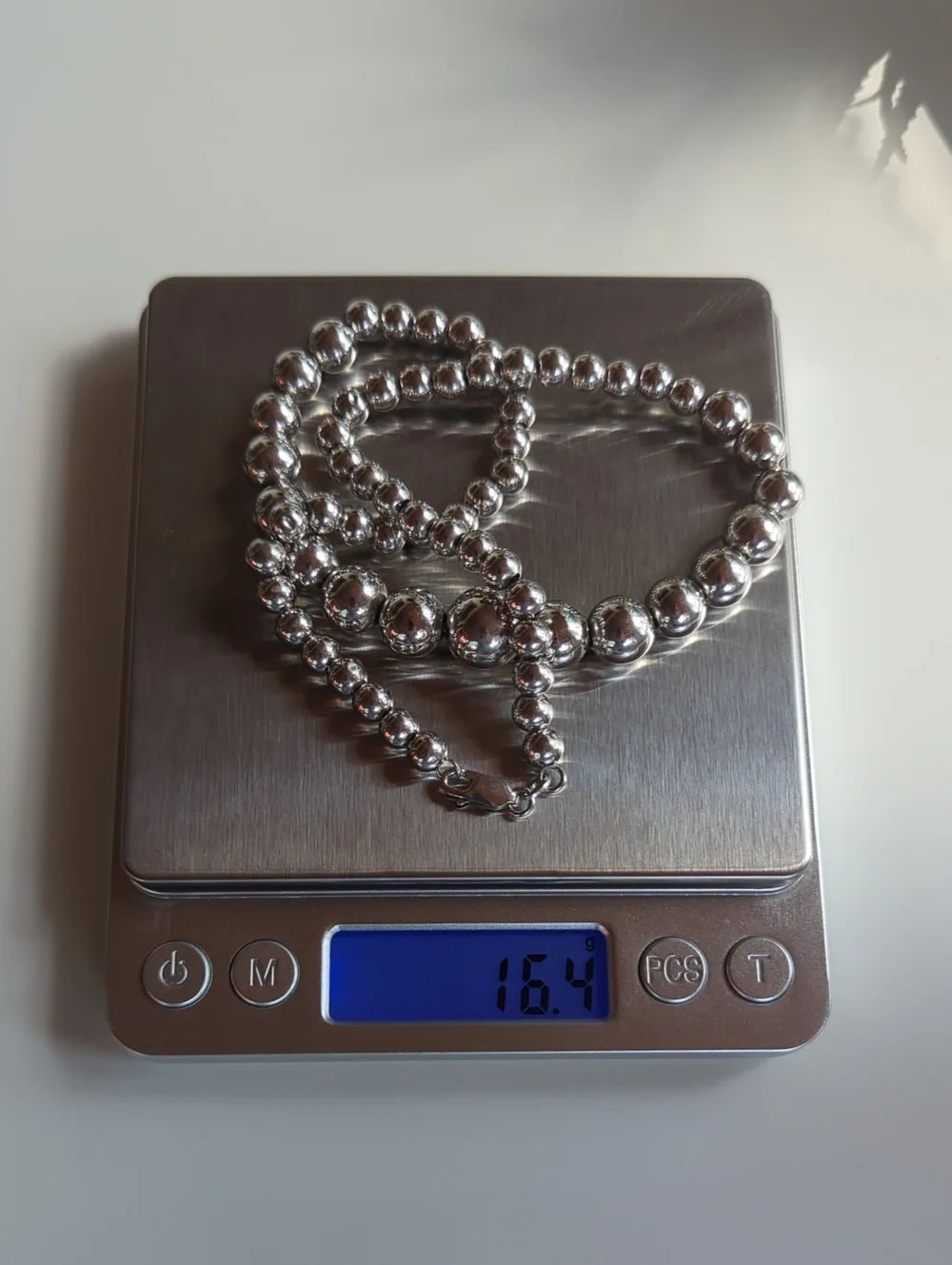 RCI Italy 925 Sterling Silver Beaded Necklace on Chain - 16